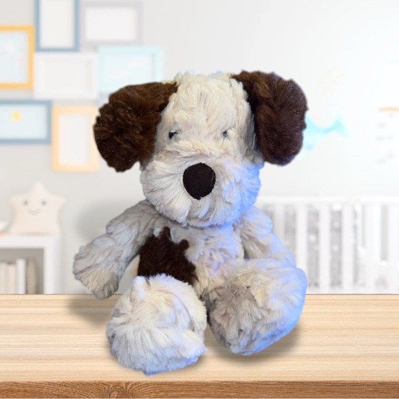 Squiggle 8” Puppy Dog Plush Tan With Brown Ears Lovey...